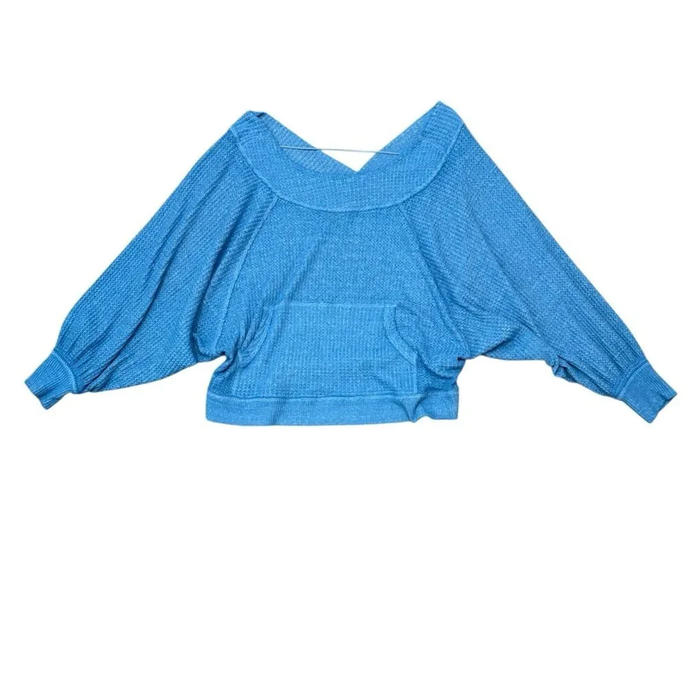FP We The Free Westend Blue Waffle Slouchy Long Sleeve Size XS